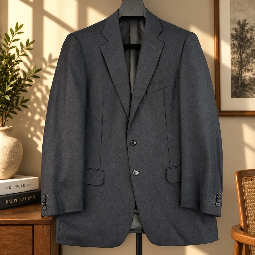 Ermenegildo Zegna Trofeo Blazer Mens 40R Charcoal Wool Made Switzerland